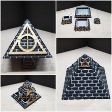 Harry çömlekçi piramit bölme sırlar Bahçe Kulp destek asa ölümcül Hallows sihirbazlar hayran Sanat jewelry box 3d print model - Mito3D