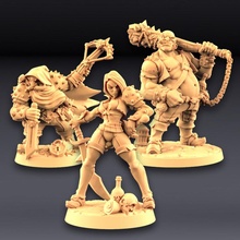 troubles taverns - 3 heroes bundle tabletop dragon figure game mini pirate rpg warhammer miniature boardgame role dwarf ranger ogre dungeon d&d thief tavern trouble warcfart 3d print model - Mito3D