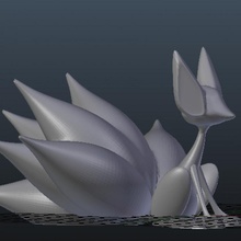 kitsune coda Volpe giapponese mitologia scultura 3d print model - Mito3D