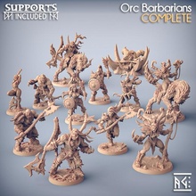 complete orc barbarians presupported store barbarian dragon fantasy fighter goblin monster orc warhammer warrior miniature tabletop supports ogre wargame dungeon patreon d&d bundle ag berserk complete artisanguild presupports