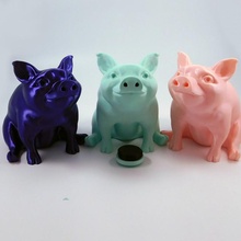 piggy sitting bank version toys & games pig sculpture assembly 3d print model - Mito3D
