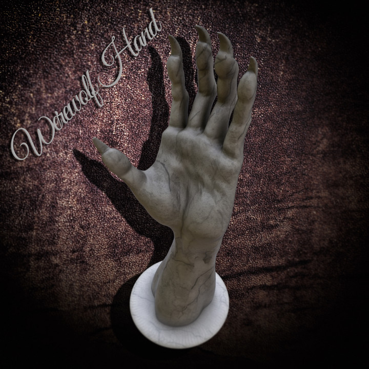 werewolf hand tabletop dark gothic halloween horror wolf zombie 3D print model - Mito3D