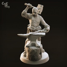 blacksmith pre-supported tabletop cool fantasy play hammer dnd cast castnplay townsfolk 3d print model - Mito3D