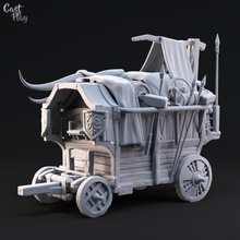 caravan pre-supported tabletop fantasy play vehicle wood horns cast traveling merchant castnplay 3d print model - Mito3D
