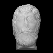 cabeça barbudo Deus Varredura escultura pedra calcário pintura Síria yale dura europos 3d print model - Mito3D