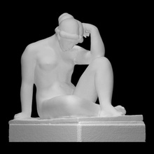mediterranean sea scan female figure sculpture open bronze park museum contemporary seated crouching abstract middleheim zee middellandse 3d print model - Mito3D