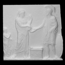votive relief ares aphrodite scan marble italy 3d print model - Mito3D