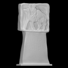 incense burner scene man riding camel scan sculpture relief ride calcite albaster 3d print model - Mito3D