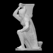 kneeling barbarian scan head sculpture stone marble male photogrammetry figurative napoli naples pavonazzetto nero-antico 3d print model - Mito3D