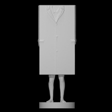 big coat scan box clothing human metal modern sculpture tie legs abstract modernist cubist 3d print model - Mito3D