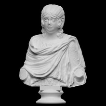 retrato niña vistiendo peluca escanear busto hembra griego cabello romano escultura estatua mármol juventud joven 3d print model - Mito3D