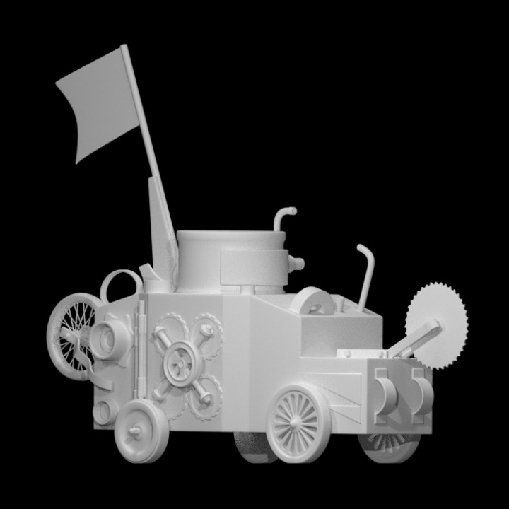Gogol Scan Skulptur klein Panzer Räder verrostet 3D print model - Mito3D