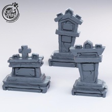 gravestones tabletop fantasy graveyard shadows dnd gravestone castnplay reborn cementery 3d print model - Mito3D