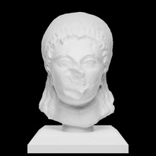 cabeza mujer escanear busto cara cabello retrato escultura caliza arcaico arsos 3d print model - Mito3D