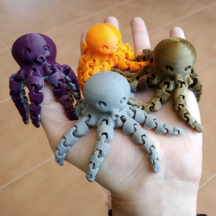 niedlich Mini Tintenfisch flexibel artikuliert Tentakel Tentakeln Oktopy 3D print model - Mito3D