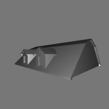 gambrel roof 2 dormers 3d print model - Mito3D