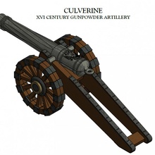 xvi - xvii century culverine battle gun medieval war cannon carriage artillery wargame empire gunpowder reinassance pike&shot 3d print model - Mito3D