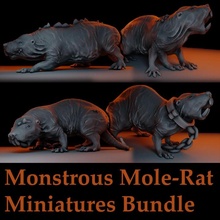 mostruoso mole rat tavolo miniature bundle creatura fantasia gigante mini mostro rpg warhammer miniatura ratto mutante d dnd Talpa molerare 3d print model - Mito3D