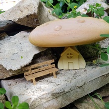 champignon maison miniature vert livre décoration nature Naturel Couleur décor création déco Jardín ext rieur banch imaginaire 3d print model - Mito3D