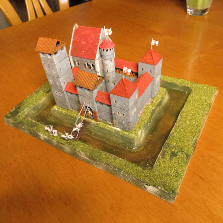 piccolo medievale castello tavolo edificio modello modulare Torre wargaming miniatura diorama Ferrovia 3D print model - Mito3D