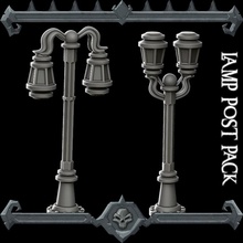 gothic city lamp post pack tabletop 3d print model - Mito3D