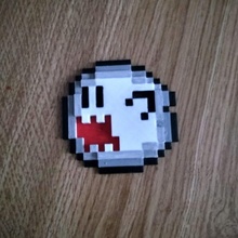 pixel boo fan arte 3d nintendo gioco fantasma Halloween Mario 3dprint supermario supermarioworld spettro GAMMING 3d print model - Mito3D