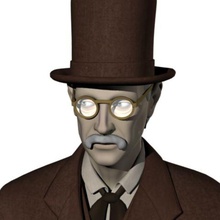 19th century man antique character face fishzombie glass guys hat historical human humanoid male model old people rig shoes suit top tophat 3d print model - Mito3D