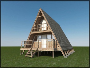 24' a-frame log cabin 24 architecture barn building cottage country exterior frame home house model nguyentuyen porch store structure timber wood wooden 3d print model - Mito3D