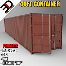3d 40ft container model 40feet box cargo crate cube docking ertanoyun foot ft high industrial max obj parts shipping storage trailer train transport 3d print model - Mito3D