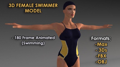 3d femenino nadador modelo animada la animación el atleta carácter niña humanos señora loop mustafavangol olímpico de piscina aparejo mar deporte natación bajo mujer 3d print model - Mito3D