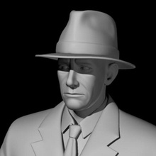 3d model man blend blendshapes character cinematic clothes face fedora fishzombie game guys hat historical human lower male morph people poly shoes suit targets vest 3d print model - Mito3D