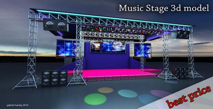 3d stage music concert 3ds architecture arenas building c4d construction events max metal model nanomodels platform podium scene steel structure support theater truss vray 3d print model - Mito3D
