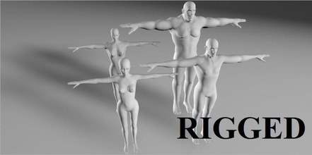 4 human 3d base rigged mesh body character female girl guys kritnivasabutra lady male man model nude people person poly rig sculpt sexy skinny woman 3d print model - Mito3D