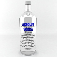 absolut vodka Flasche 3dsmax Alkohol bar - Getränk trinken Essen Glas gotferdom Flüssigkeit Modell pub Russland Geist Wodka vray 3d print model - Mito3D