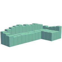 abstract benchl shaped cubes v1 bench lshaped furniture printable lowpoly 3d print model - Mito3D