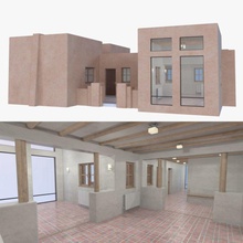 adobe iki iç + dış full house mimarlık bina tasarım toprak tam oyun ev model modern modernistler çamur kerpiç pbr hazır gerçek gerçekçi yapısı symmetria3d zaman geleneksel 3d print model - Mito3D