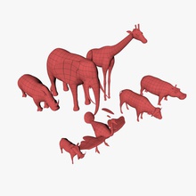 african animals base meshes 3pdmedia africa animal collection elephant giraffe hippo mesh model rhino 3d print model - Mito3D