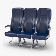 aircraft economy class passenger triple seats 3d molier airline airplane business cabin chair commercial furnishings interior international jet model modern parts plane realistic screen seat tv vray 3d print model - Mito3D