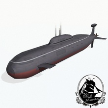 akula-class submarine 971 akula attack boat class defense force lower military model navy nuclear ocean pike poly power project sea shchuka shipping soviet under veli3d war water watercraft weapon 3d print model - Mito3D
