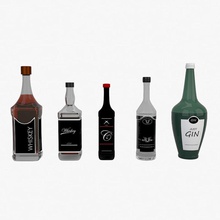 Alkohol-Flaschen alco Alkohol Alkoholiker bar Flasche Sammlung trinken Essen gin Glas ilegal max Modell pub radekchovancik ray v Whisky 3d print model - Mito3D