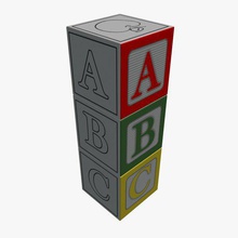 alphabet blocks v2 toys printable lowpoly 3d print model - Mito3D