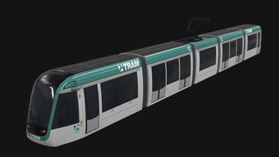 alstom citadis 302 pbr alex araba şehir kat oyun ışık daha düşük model yolcu poly demiryolu hazır sokak trafik tren tramvay ulaşım kentsel araç 3d print model - Mito3D