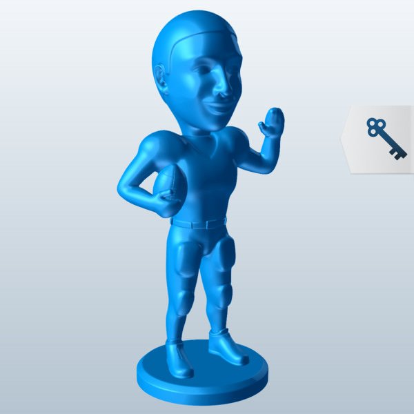 futebol americano jogador com o v1 americana holding pessoas printable lowpoly 3D print model - Mito3D