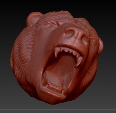 angry bear head 3d animal architecture beast big elements figure grizzly high lucky hunter 2008 model obj poly printable prints sculpt sculpture statue stl ursus wild 3d print model - Mito3D