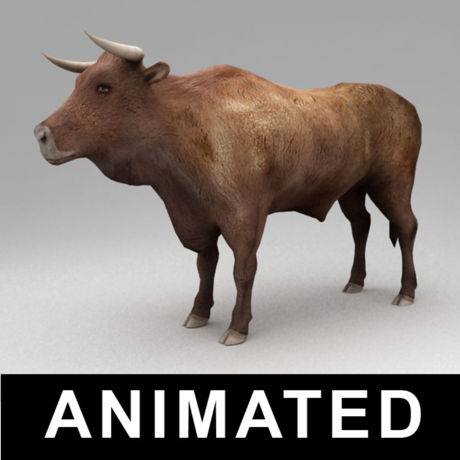 animated bull animal beef bovine cattle cow farm horn kvakling lowpoly mammal meat model ox rig walking 3D print model - Mito3D