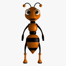 1 karınca karakter hayvan arı hata çizgi film çocuk sevimli formik oyun böcekler arazi hayat daha düşük lowpoly maskot model doğa orijinal pismire oynuyor poly toon oyuncak virtualhorizonstudio 3d print model - Mito3D