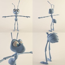 fourmi mâle ant bug dessin animé caractère formicidae les insectes de sexe masculin modèle film riker toon william 3d print model - Mito3D