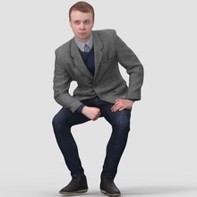 anthony sentado 1 - 3d modelo humano 3dmetry blazer loira de negócios casual o personagem roupas os caras humanos calças brim do sexo masculino homem pessoas pessoa escalas sentar-se 3d print model - Mito3D
