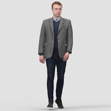 anthony walking - 3d human model 3dmetry blazer blond business casual character clothes guys jeans male man people person scales stand 3d print model - Mito3D