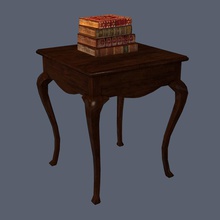 antique table low poly & bonus books cabriole cluttered furnishings furniture game halloween home house interior legs lower lowpoly mahogany mansion model oak old props thetexturestore 3d print model - Mito3D
